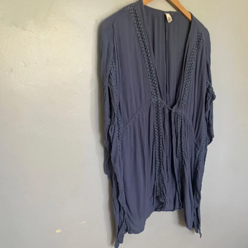 Elan Women’s One Size Kimono Cardigan – Slate Blue Boho Cover-Up